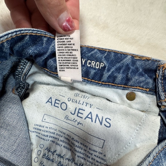American Eagle Boy Crop Jeans Womens 6 Button Fly Distressed Grunge 32x26 - Picture 11 of 14